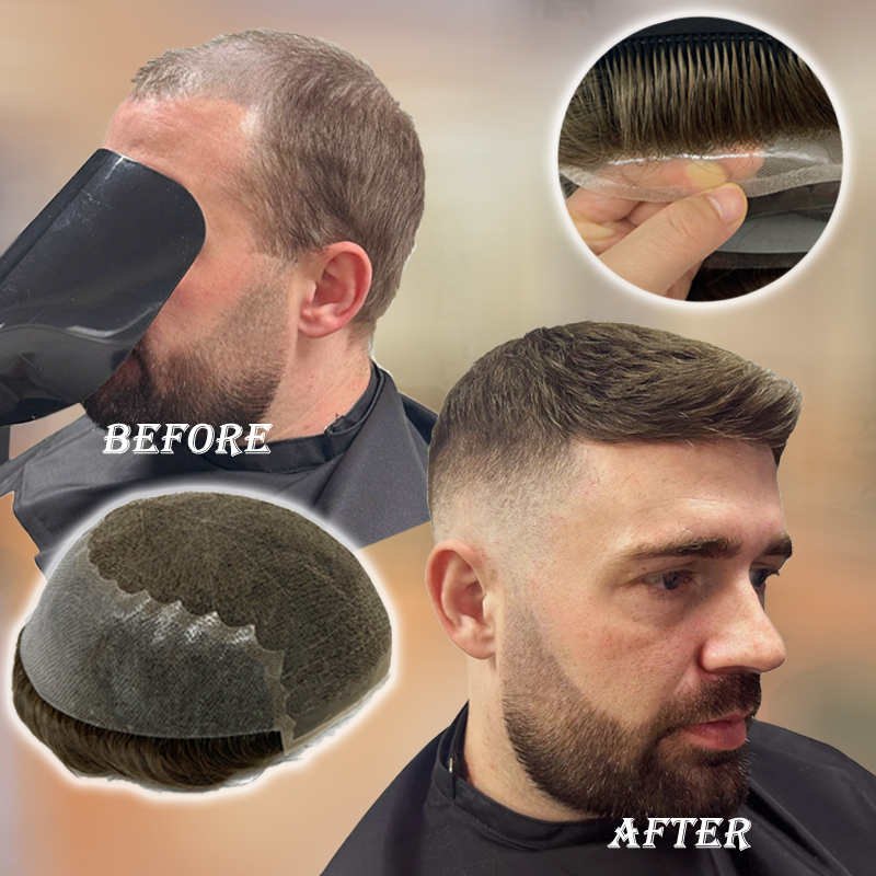 Q6 Men's Toupee Lace & PU Base - Concealer Full Coverage ulasan dan harga